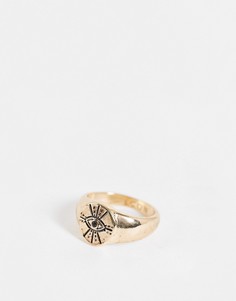 Золотистое кольцо-печатка с гравировкой в виде глаза Icon Brand-Золотистый