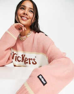 Вязаный oversized-джемпер в стиле колор блок с логотипом спереди Kickers-Розовый цвет