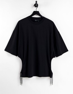 Черная oversized-футболка с вырезами по бокам ASOS DESIGN-Черный цвет