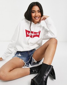 Спортивный худи белого цвета с фирменным принтом логотипа Levis-Белый Levis®