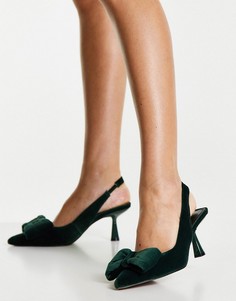 Зеленые туфли на среднем каблуке с бантом ASOS DESIGN Scarlett-Зеленый цвет