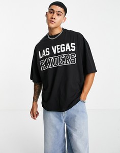 Черная oversized-футболка с принтом названия команды НФЛ "Las Vegas Raiders" ASOS DESIGN-Черный цвет