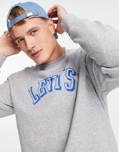 Свободный свитшот серого цвета с логотипом в университетском стиле Levis-Серый Levis®