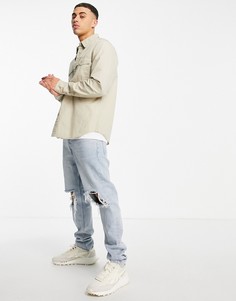 Светло-бежевая рубашка навыпуск с двумя карманами Topman-Светло-бежевый цвет