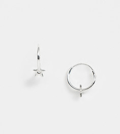 Маленькие серьги-кольца диаметром 12 мм из стерлингового серебра со звездочками Kingsley Ryan-Серебряный