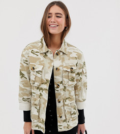 Бежевая куртка в стиле милитари с камуфляжным принтом Bershka-Neutral