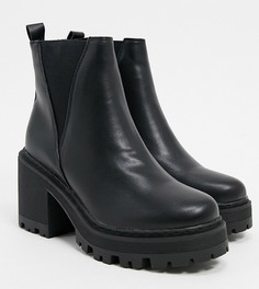 Черные ботинки челси на массивной подошве для широкой стопы Truffle Collection-Черный