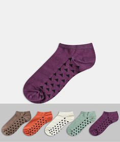 Набор из 5 пар темных носков под кроссовки с треугольным узором ASOS DESIGN-Мульти