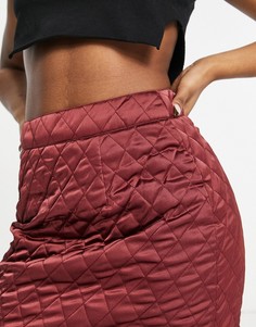 Темно-бордовая стеганая мини-юбка ASOS DESIGN-Разноцветный