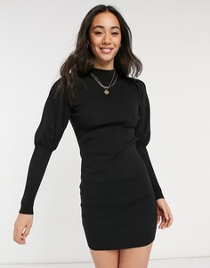 Черное платье мини с объемными рукавами ASOS DESIGN-Черный цвет