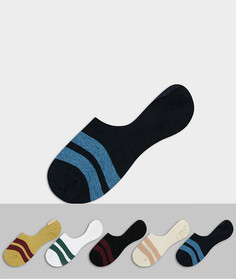 Набор из 5 пар невидимых носков в нейтральных тонах с полосками ASOS DESIGN-Многоцветный