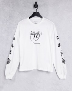 Лонгслив в стиле oversized с принтом спереди и на рукавах Carhartt WIP-Белый