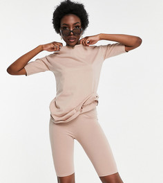 Шорты-легинсы и oversized-футболка серо-коричневого цвета Threadbare Tall-Коричневый цвет