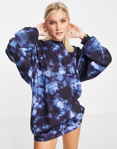 Платье-свитшот в стиле oversized с принтом тай-дай в голубых оттенках ASOS DESIGN-Голубой
