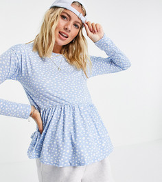 Свободный топ с баской и пятнистым принтом Wednesdays Girl Maternity-Голубой
