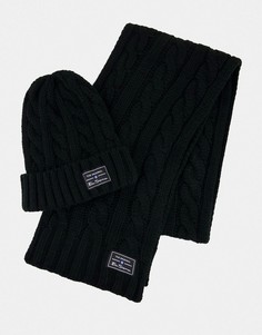 Подарочный набор черного цвета с шапкой и шарфом Ben Sherman-Черный
