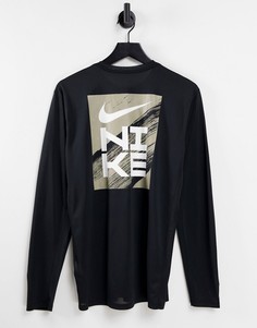 Черный лонгслив с принтом на спине Nike Training Sport Clash-Черный цвет