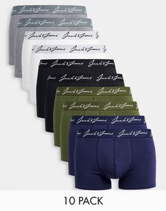Набор из 10 разноцветных боксеров-брифов Jack & Jones-Разноцветный