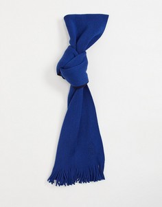 Темно-синий шерстяной шарф с логотипом Hugo Boss