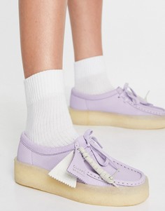 Сиреневые туфли из нубука на плоской платформе Clarks Originals Wallabee Cup-Фиолетовый цвет