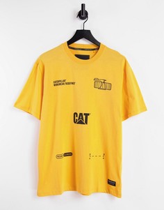 Желтая футболка с принтом механизмов Caterpillar-Желтый