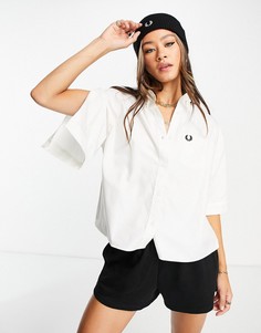 Белая рубашка свободного кроя с разрезами на рукавах Fred Perry-Белый