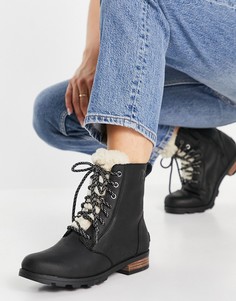 Черные короткие ботинки на шнуровке Sorel Emelie-Черный цвет