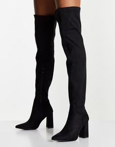 Черные ботфорты на высоком каблуке Truffle Collection-Черный цвет