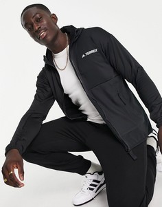 Черная флисовая куртка на подкладке с капюшоном adidas Terrex-Черный цвет