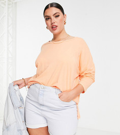 Oversized-лонгслив персикового цвета с разрезами по бокам Cotton:On Curve-Оранжевый цвет