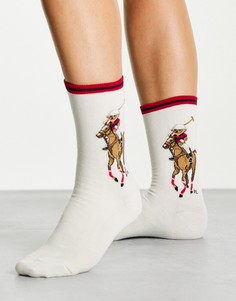 Белые носки с фирменной эмблемой Polo Ralph Lauren-Белый
