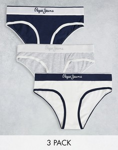 Комплект из 3 трусов темно-синего, серого и светло-бежевого цвета Pepe Jeans Bobbi-Белый