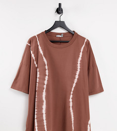 Коричневая oversized-футболка с принтом тай-дай ASOS DESIGN Curve-Коричневый цвет