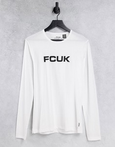 Белый лонгслив с логотипом FCUK French Connection