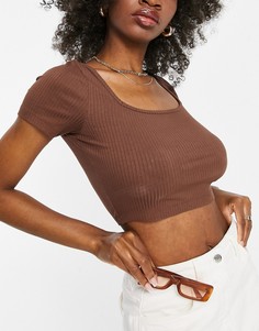 Коричневый топ в рубчик с квадратным вырезом ASOS DESIGN Hourglass-Коричневый цвет