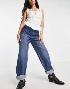 Синие выбеленные oversized-джинсы в винтажном стиле Topshop One-Голубой