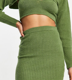 Трикотажная юбка теплого оттенка цвета хаки Reclaimed Vintage Inspired-Зеленый цвет