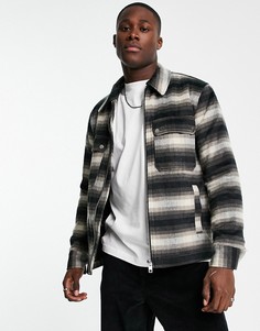 Коричневая рубашка навыпуск в клетку из материала с начесом River Island-Коричневый цвет