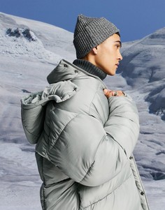 Серая меланжевая oversize-шапка бини ASOS DESIGN-Серый