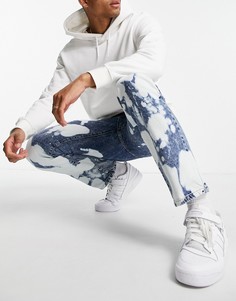 Прямые джинсы с экстремально выбеленным эффектом Topman-Голубой