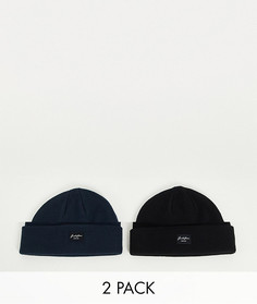 Набор из 2 шапок-бини черного и темно-синего цвета Jack & Jones-Разноцветный