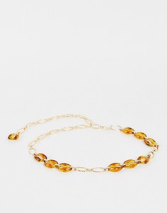 Золотистый массивный пояс-цепочка с черепаховой отделкой NA-KD-Коричневый цвет