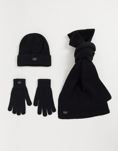 Черная шапка, шарф и перчатки Jack & Jones-Черный цвет