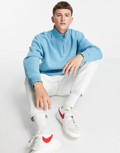 Голубой свитшот с короткой молнией (от комплекта) Topman