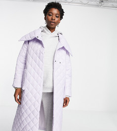Длинное oversized-пальто со стеганым ромбовидным узором Native Youth-Фиолетовый цвет