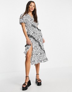 Монохромное платье миди в горошек Topshop – Выбирай и Комбинируй-Разноцветный