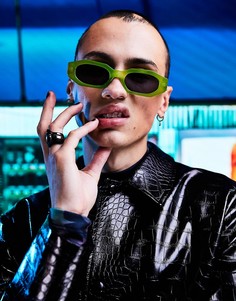 Зеленые солнцезащитные очки с угловой отделкой и дымчатыми стеклами ASOS DESIGN-Зеленый цвет