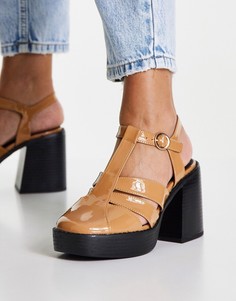 Бежевые открытые туфли на каблуке ASOS DESIGN Sabina-Светло-бежевый цвет