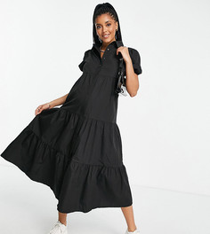 Свободное платье-рубашка мидакси черного цвета Missguided Maternity-Черный цвет