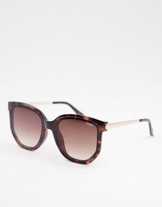 Женские круглые солнцезащитные очки в черепаховой оправе Quay Coffee Run-Коричневый цвет